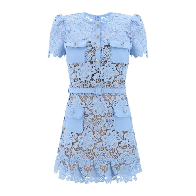 Blue Lace Mini Dress