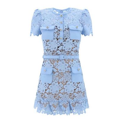 Blue Lace Mini Dress