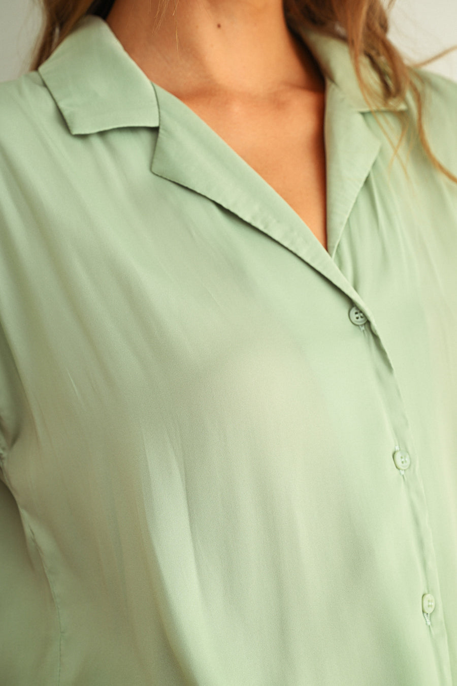 Button Down Cap Sleeve Shirt
