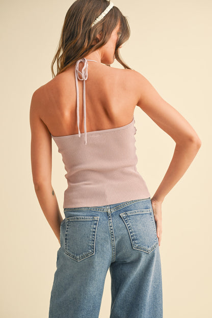 sweater knit detailed front top