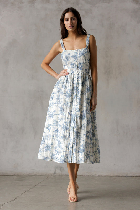WHITE/ROYAL FL Dress