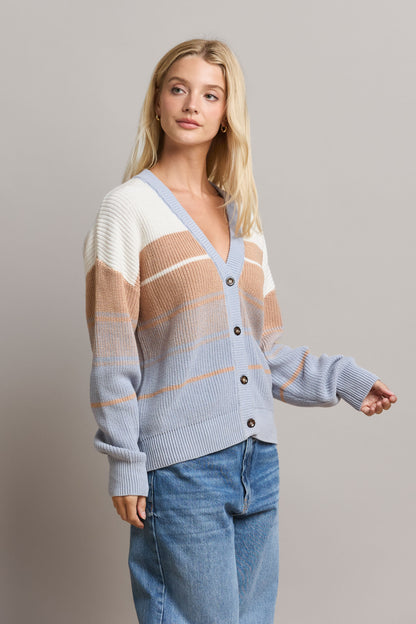 Ombre Stripe Sweater Cardigan