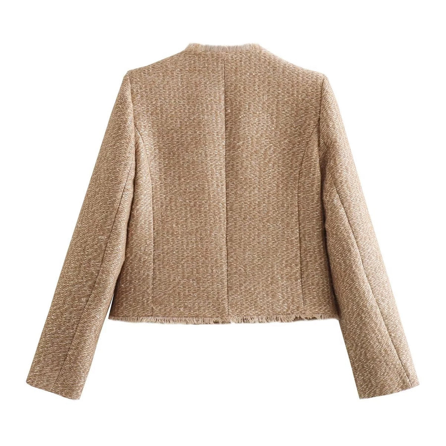 Elegant Vintage Pocket Cropped Jacket