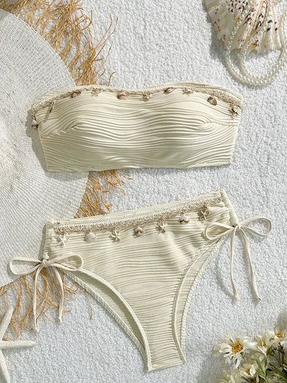 Shell-Embellished Bikini Set