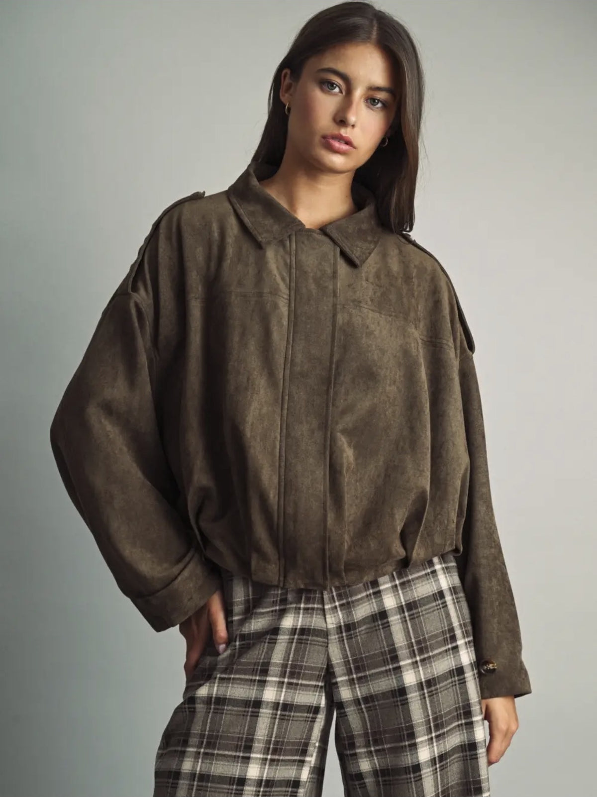 Green Suede Oversized Jacket