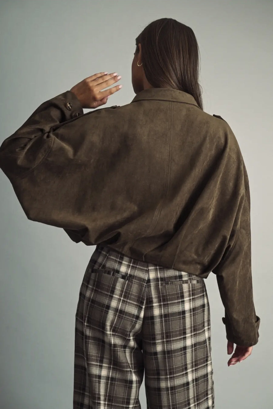 Green Suede Oversized Jacket