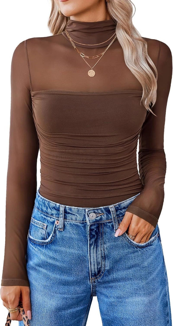 Mesh Sheer Plain Top