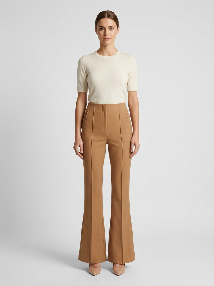Camel Flare Tailored Trousers