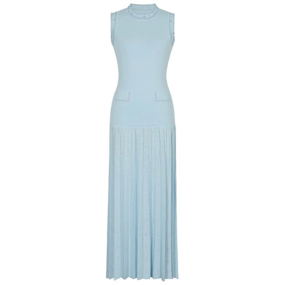 Pearl Round Neck Knit Midi Dress