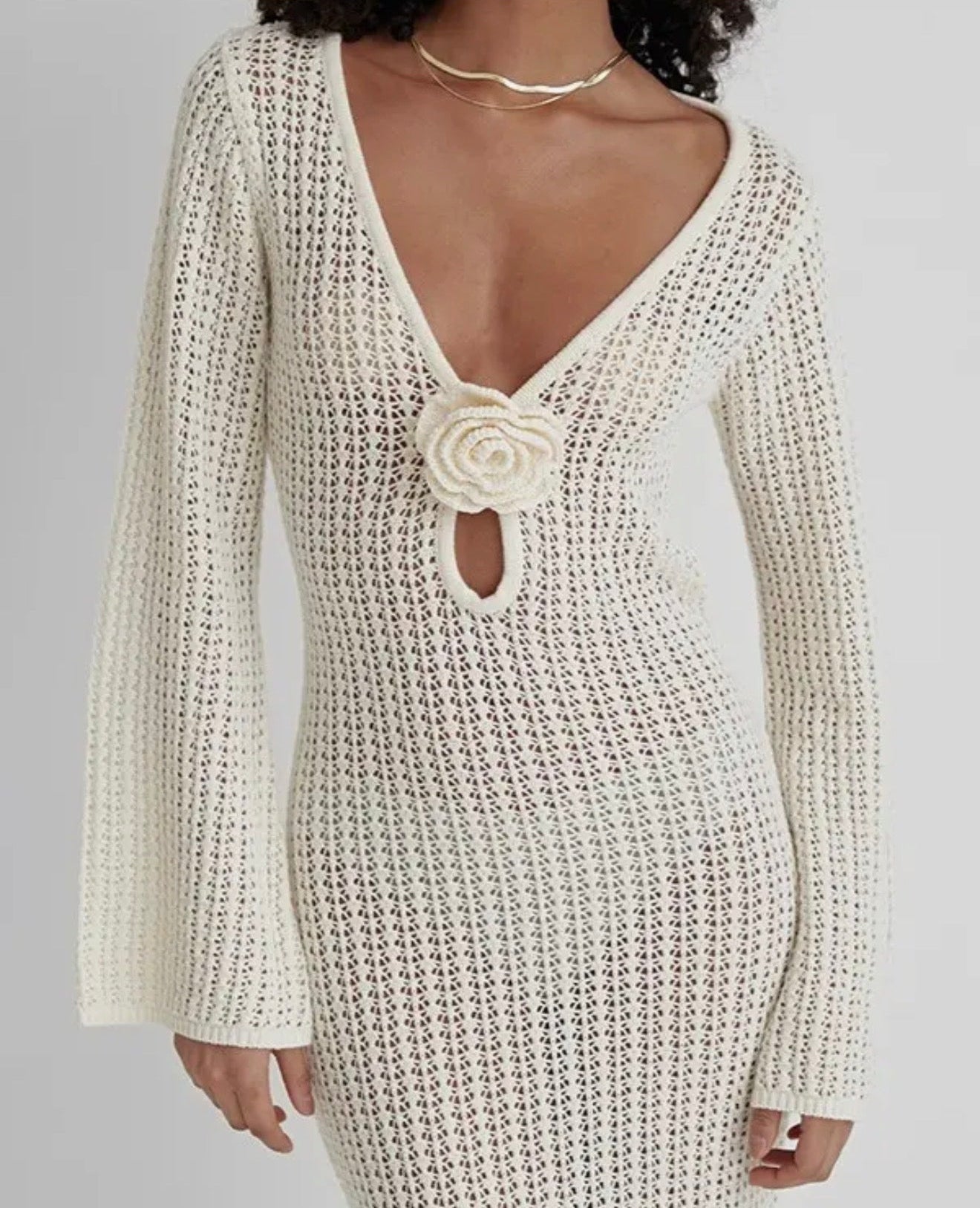 Ivory Crochet Open-Back Maxi Cover-Up