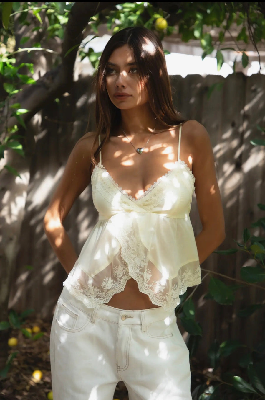 Ivory Lace Babydoll Cami Top