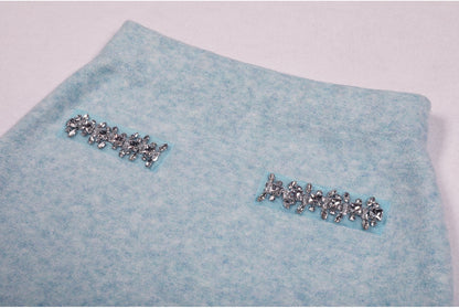 Elegant Knit Wool Cardigan & Skirt Set