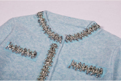 Elegant Knit Wool Cardigan & Skirt Set