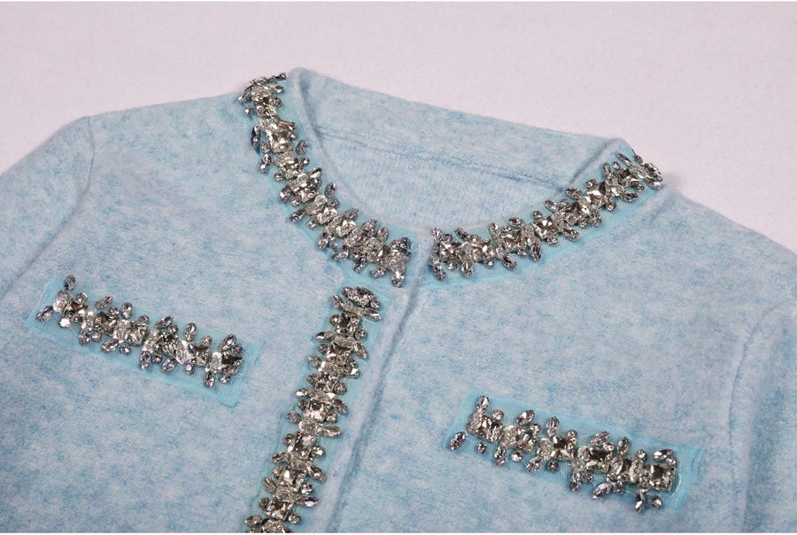 Elegant Knit Wool Cardigan & Skirt Set