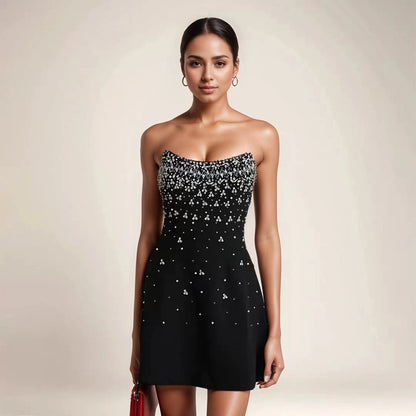 Rhinestone Tube Top Bandage Dress Elegant
