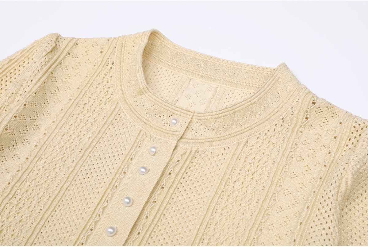 Elegant Knit Cardigan & Skirt Set